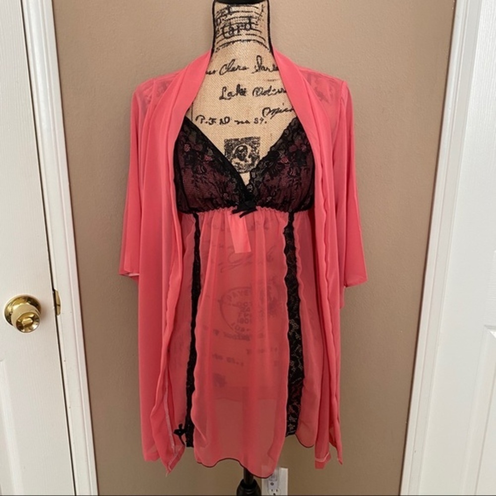 Sheer sexy nightgowns w/ kimono robe random color​ - Picture 3 of 8